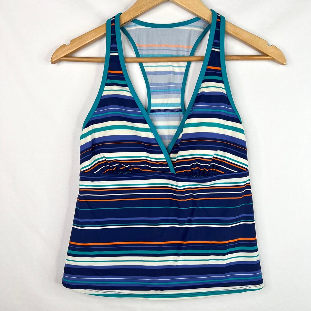 Merona Stripe Print Racer Back Tankini Top Small